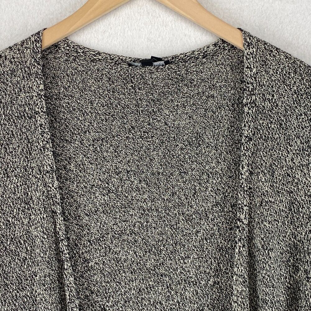 EILEEN FISHER Cardigan PL Rayon Marled Duster Open Front Long Sleeve Black USA - Picture 4 of 13